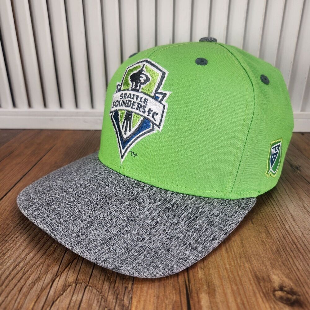 Seattle Sounders Adidas 2014 Hat Cap Snapback Green Gray MLS Soccer Sports Logo